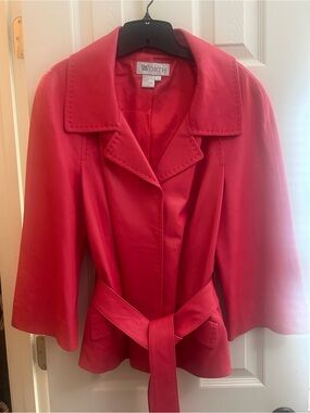 Worth New York leather Vibrant fushia pink  Belted med length Jacket - lambskin